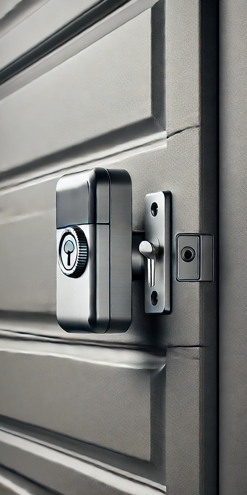 Modern garage door lock being replaced during a repair service in San Antonio, Texas