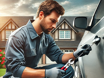 San Antonio locksmith unlocking a car door, showcasing expert lockout services